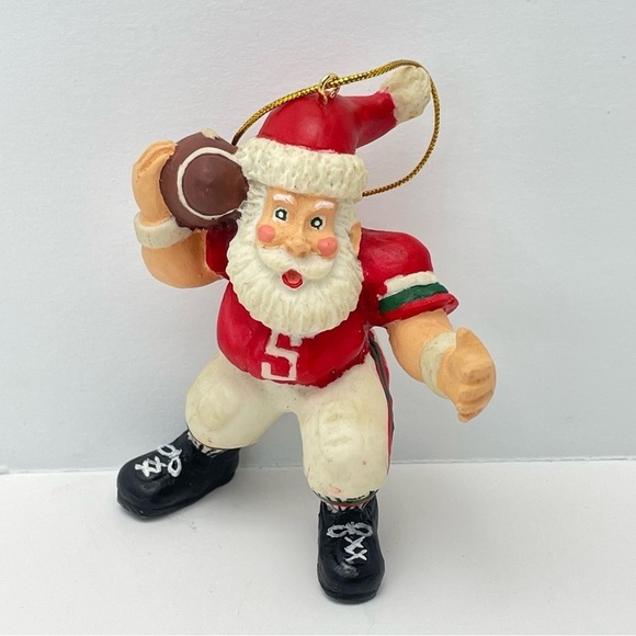 Vintage Football Santa Christmas Tree Ornament - Picture 9 of 12